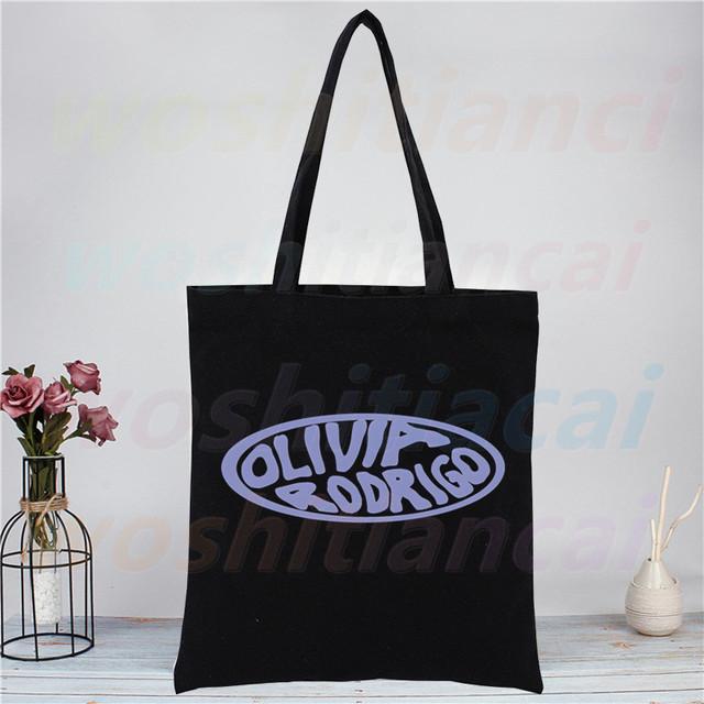 Olivia Rodrigo Canvas Tote Black Bags Harajuku Casual Donna Ragazza Tote Eco Shopper Singer Sour Shoulder Bags