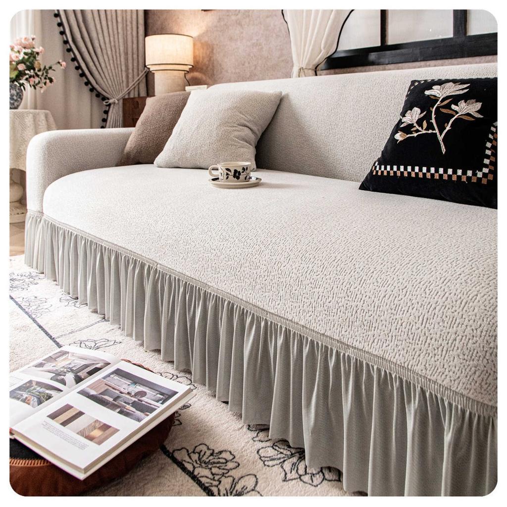 Retro High End Winter Plush Skirt Sofa Cover All Inclusive Universal Cover Anti Cat Scratch Cloth Sofa Cover