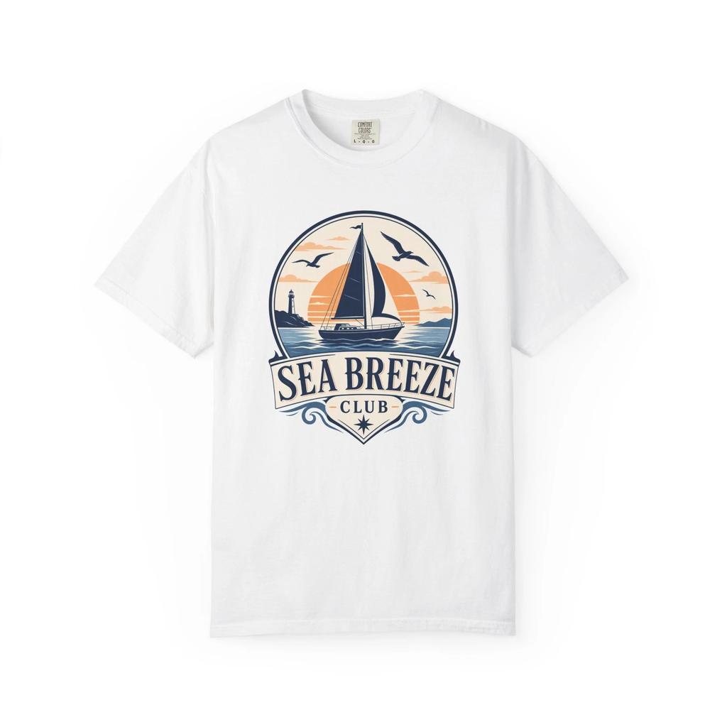 Sea Breeze Club T-T-Shirt Nautical Sailboat Summer Tee