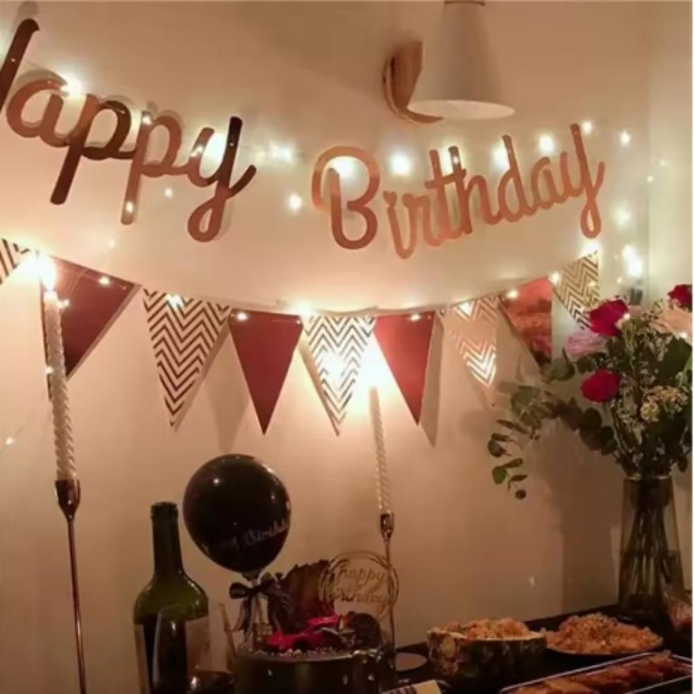 1 Stück Happy Birthday Zugflaggenbanner Lichterkette Baby's erster Geburtstag Party Hintergrund Wand Szene Layout Lichter Zugblumen