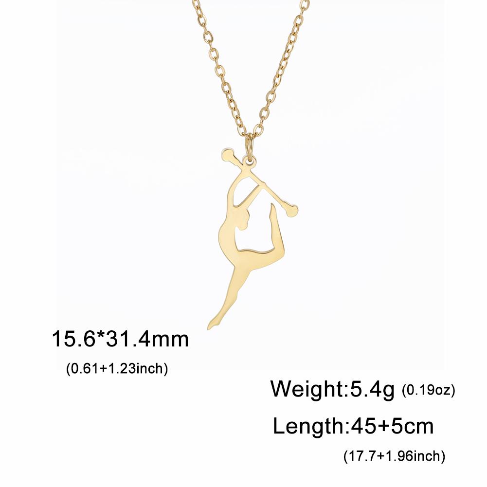 Teamer Gymnastics Design Necklace for Women Girls Fashion Sports Pendant Stainless Steel Jewelry Dancer Gymnast Birthday Gifts