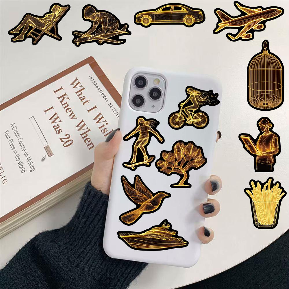 50/100PCS Luminous Celestial Art Stickers Notebook Phone Laptop Luggage Waterproof Gift Notebooks Cases Stationery Phone Sticker