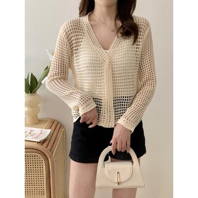 Women's Summer Hollow Out Thin Knit Cardigan Top