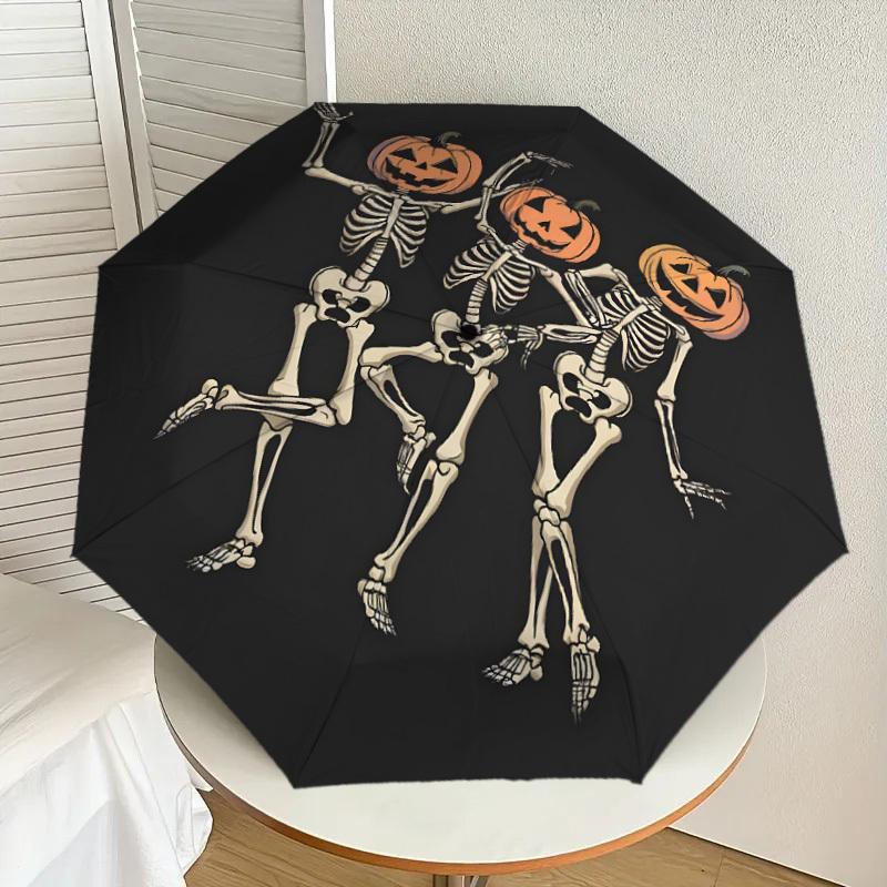

1pc Halloween Skeletons with Pumpkins Umbrella with Plastic Handle,Suitable for All Seasons Home Travel Outdoor UmbrellaDD1071