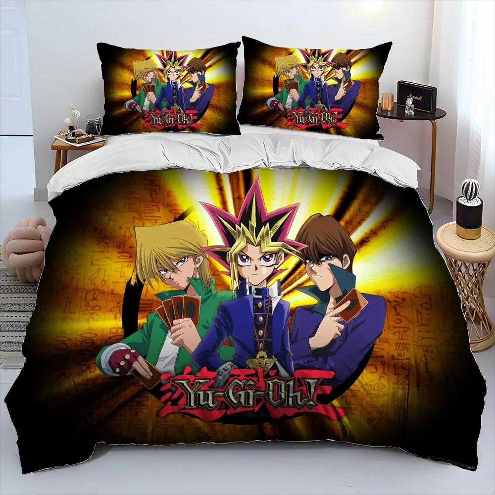 3D Yu-Gi-Oh MONSTER CARD Anime Comforter Bedding Set,Duvet Cover Bed Set Quilt Cover Pillowcase,king Queen Size Bedding Set Boys