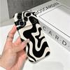 Fluid Monochrome Black Cream Abstract Swirl Graphic Film Aesthetic Protective Shockproof Bumper Phone Case Cover For iPhone 14 15 16 Pro Max Plus