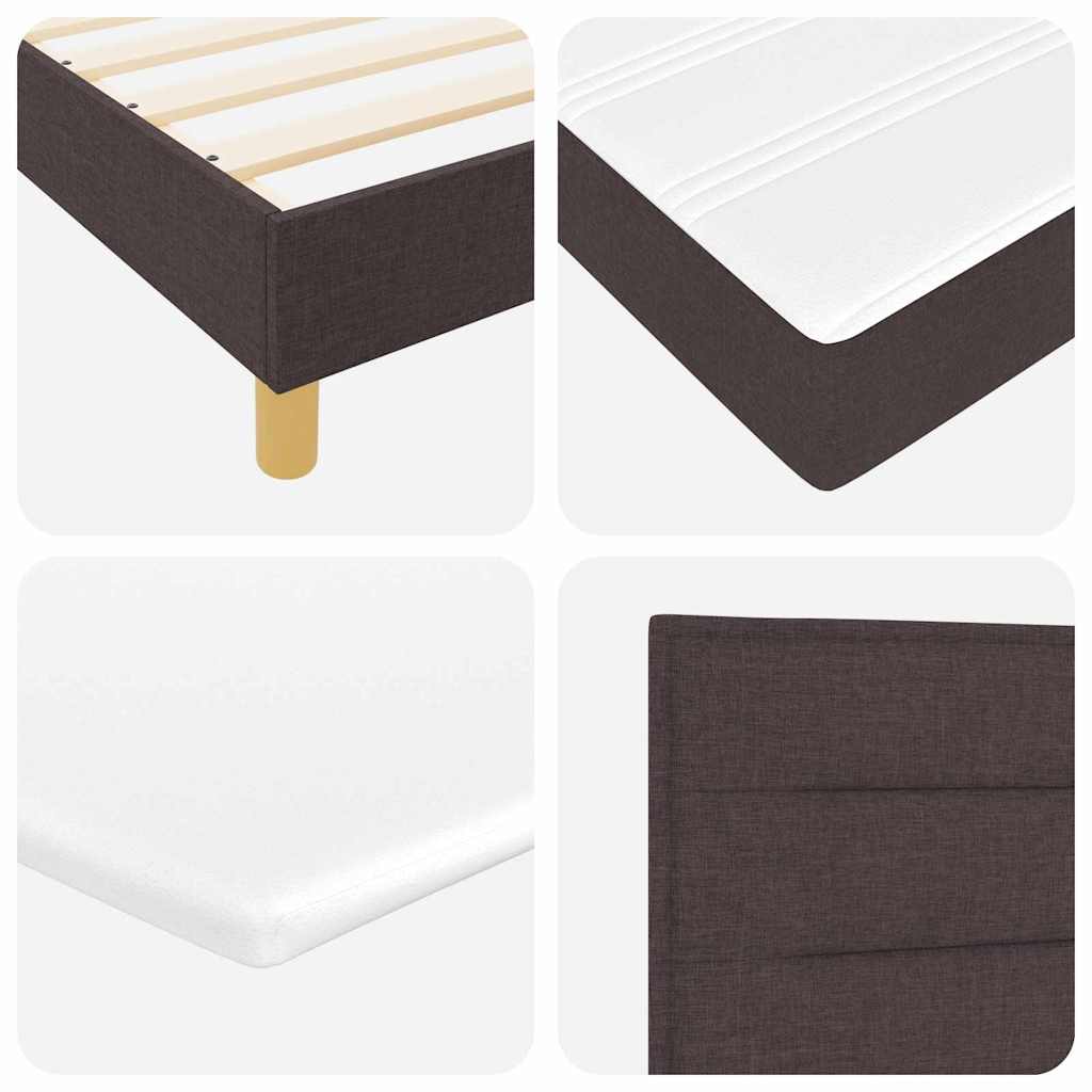 LED Box Spring Bed with Headboard Dark Brown 90 x 200 cm Fabric