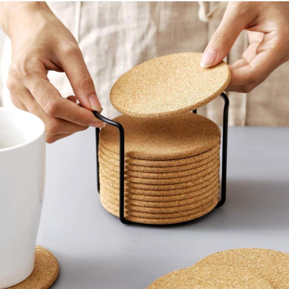 

50Pcs 90mm Coasters Handy Round Shape Dia Plain Natural Cork Wine Drink Coffee Tea Cup Mats Table Pad Home Office Kitchen New 90mm