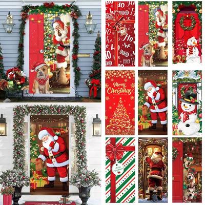 Door Hanging Door Banner Background Window Sign Banners New Christmas Door Cover Christmas