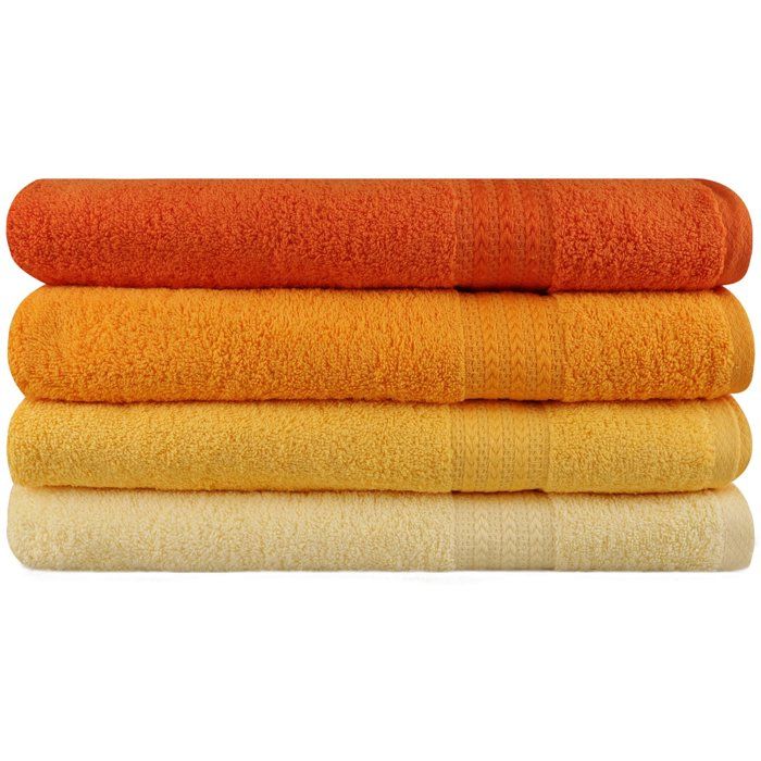 Ensemble de 4 serviettes de bain - 70 x 140 cm - Jaune