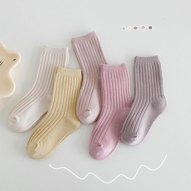 Kids Simple Crew Socks Plain Ankle Socks Breathable Booties Socks Calf Socks