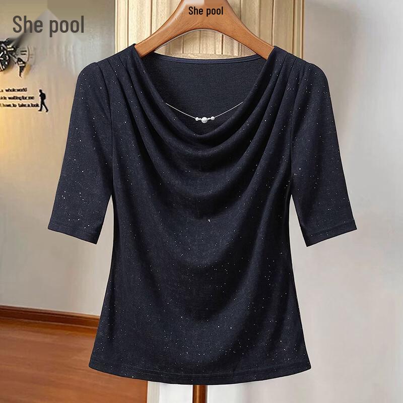 Women s Layered Cowl Neck T-shirt L