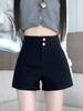 Women's High-Waist Black Suit Shorts - Summer 2024 A-Line Slimming Style