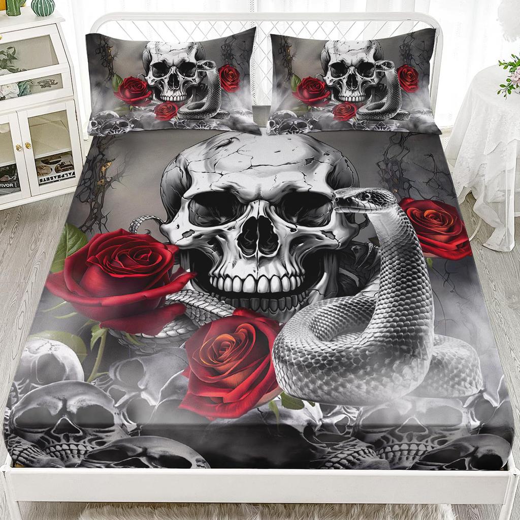 Butterfly Skull Personalized Pattern Mattress Three-Piece Digital Printing Bedding Set Children Adult