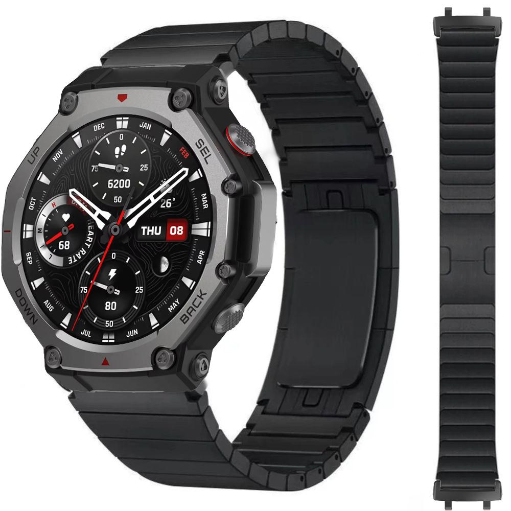 Luxusní kovový náramek pro chytré hodinky Amazfit T-Rex 3 Rychloupínací řemínek z nerezové oceli pro hodinky Huami Amazfit T rex 3 Pásek Correa