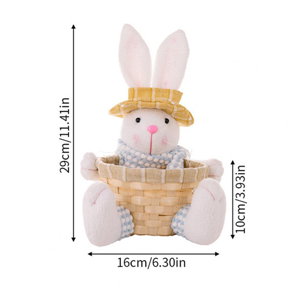 Egg Storage Basket Basket Bunny Doll Handmade Easter Rabbit Doll Candy Basket Bunny Ornaments for Spring Home Decoration Kids