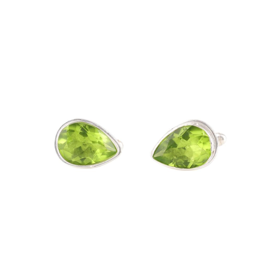 Peridot Gemstone 925 Sterling Silver Handmade Cufflinks 0.66" Father's Day Gift CL-6-2