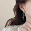 Natural freshwater pearl earrings with micro inlaid zircon leaves and simple design of willow branches. A multi wearing pearl jewelry
