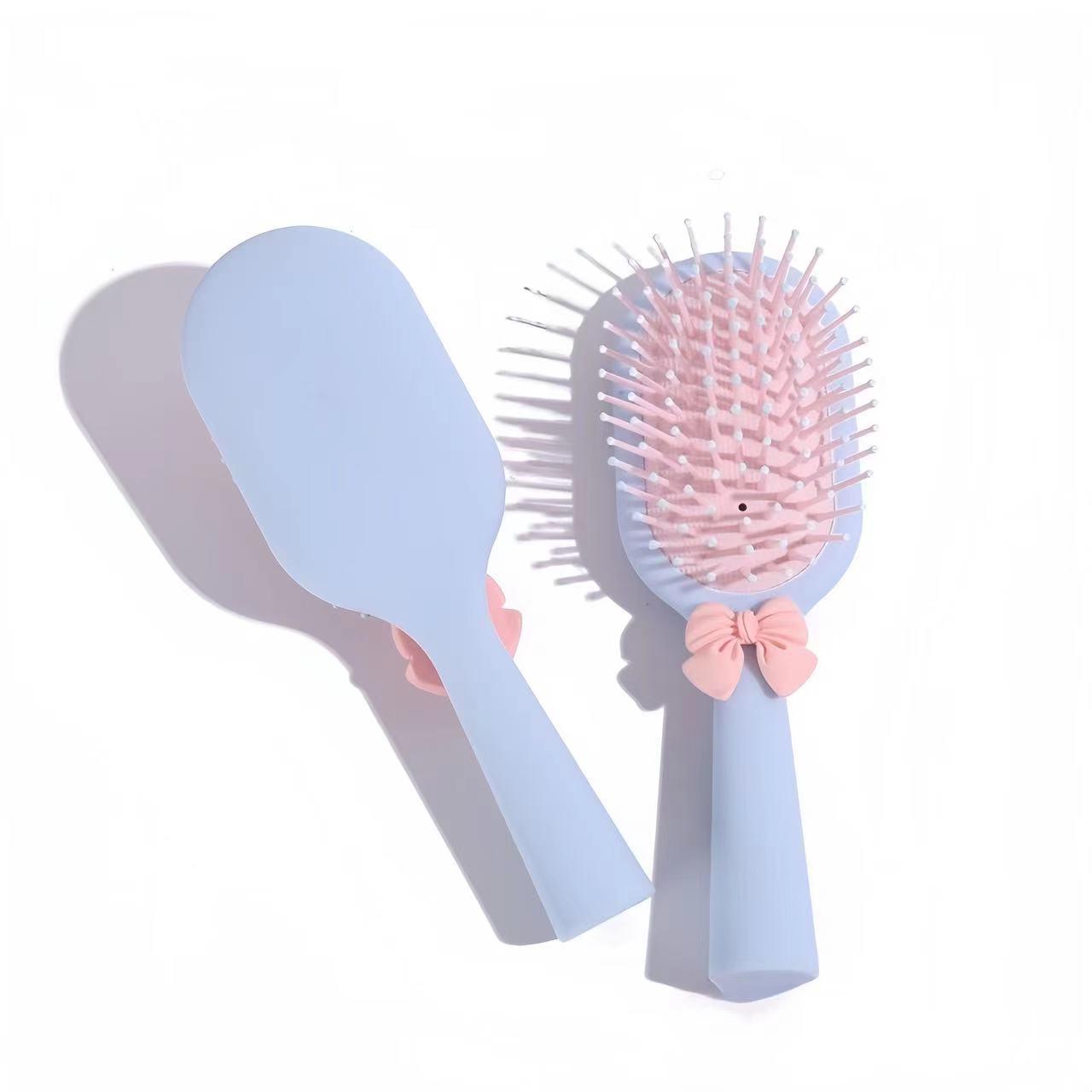 

Vertical Long Handle Airbag Comb with Pink Bowknot for Curls - Student Edition