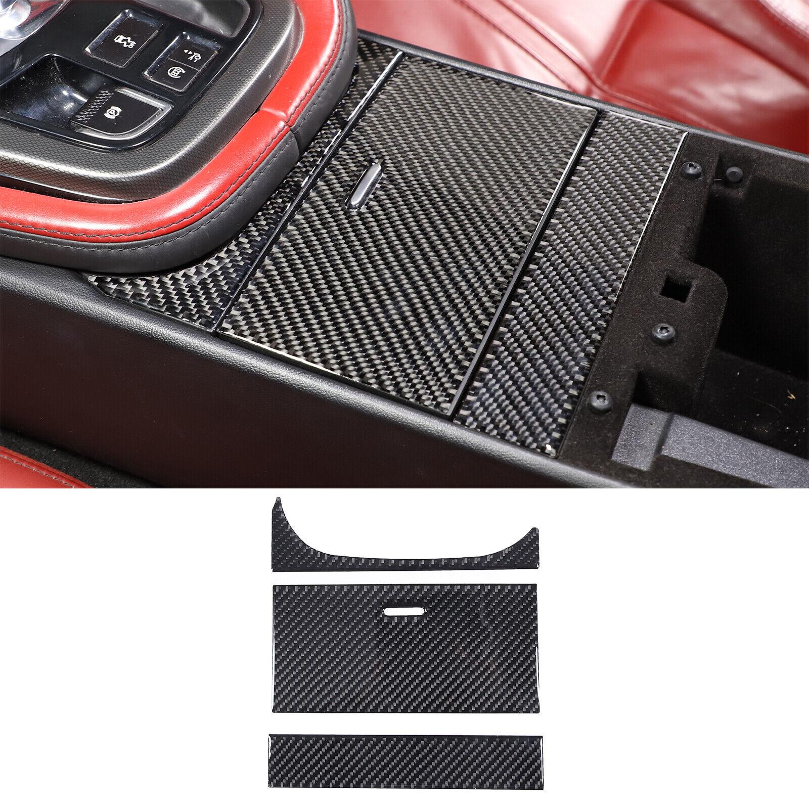 Soft Carbon Fiber Center storage Panel Trim Cover For Jaguar F-TYPE 2013-