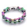 Stainless Steel Bike Chain Bracelet: Custom Colors for Couples & Bikers