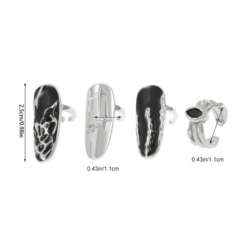 Stern Unregelmäßiges Muster Fingerspitzen Nagelring Verstellbare Öffnung Fingernagelring Punk Nagelring Schmuck Nageldekorationen