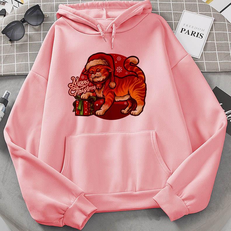 Harajuku Fleece Pullover Hoodie Christmas E Print Hoodies
