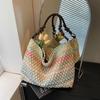 Seaside Vacation Colorful Straw Bag Women's Large Capacity Commuting Shoulder Tote Bag