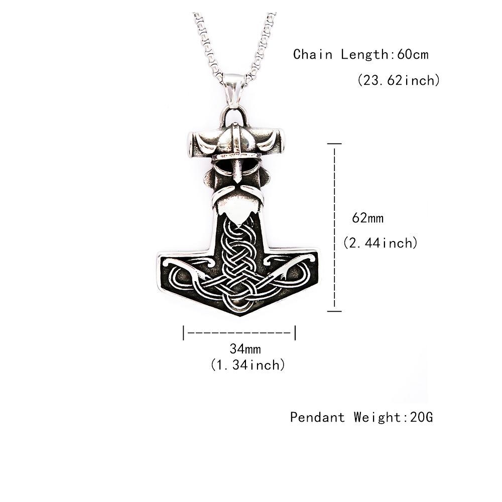 Vintage Stainless Steel Viking Quake Pendant Necklace Men's Celtic Viking Warrior Jewelry