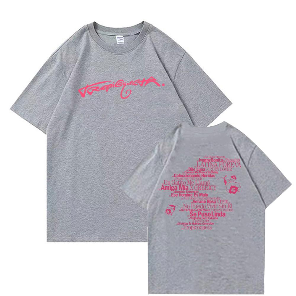 Karol G Tropicoqueta Tracklist Tee Vintage Karol G Cotton T-shirts Men Women's Hip Hop Gothic Short Sleeve T-shirts Clothing Y2K