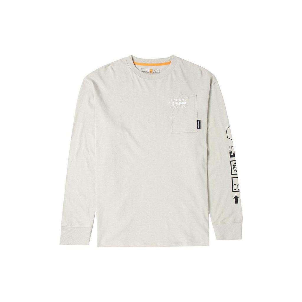 Timberland Letter Print Pattern Crew Neck Pullover Long Sleeve T-Shirt Men Tops Gray A5VJS-CY2
