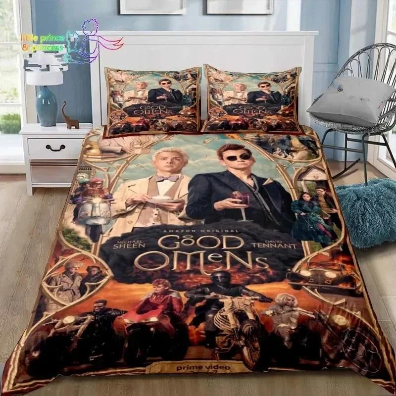 Good Omens Love Bedding Set Single Twin Full Queen King Size Bed Set Adult Kid Bedroom Bedding Gift