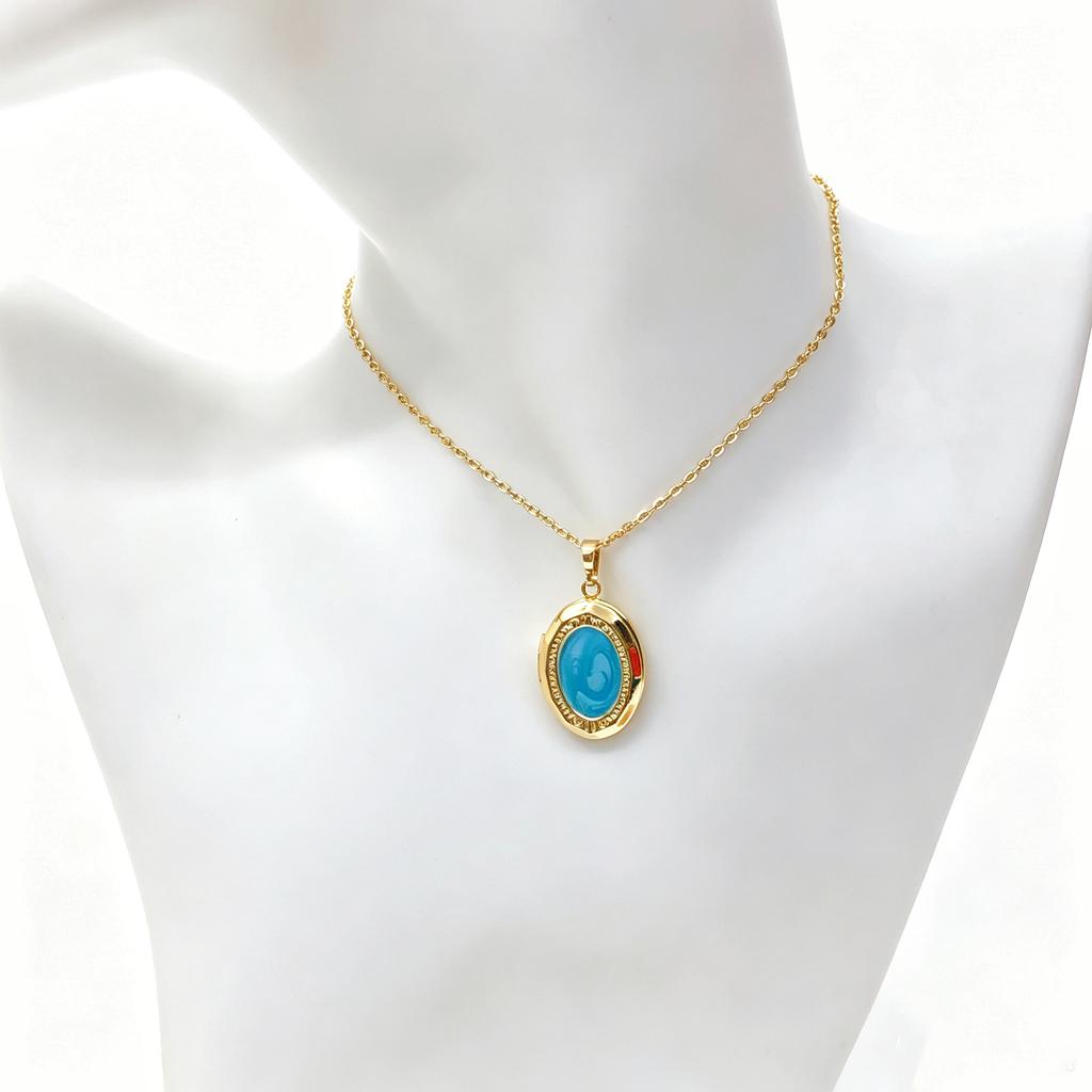 New Trendy Openable Oval Enamel Art Photo Box Pendant Necklace Minimalist for Female Male Daily Party Jewelry Accessories