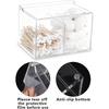 Clear Acrylic Cotton Swab Ball Holder Qtip Organizer with Lid 2-Grid Cotton Swab/Pad/Ball Holder Container Home Bathroom Vanity Countertop Decor