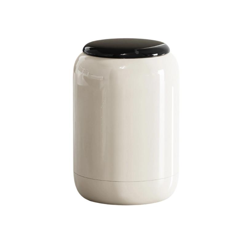 Stilvoller Mülleimer mit Druckdeckel, reibungslos laufender Boden-Mülleimer für Wohnzimmer, Büro, Schreibtisch-Abfalleimer, moderne Dekorationen