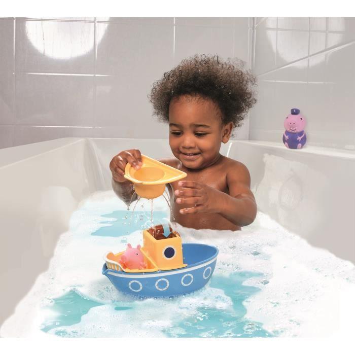 Bateau Miniature Naval - TOMY - Peppa Pig - 12 Mois - Jaune Et Bleu - Verseurs Et Roue À Eau