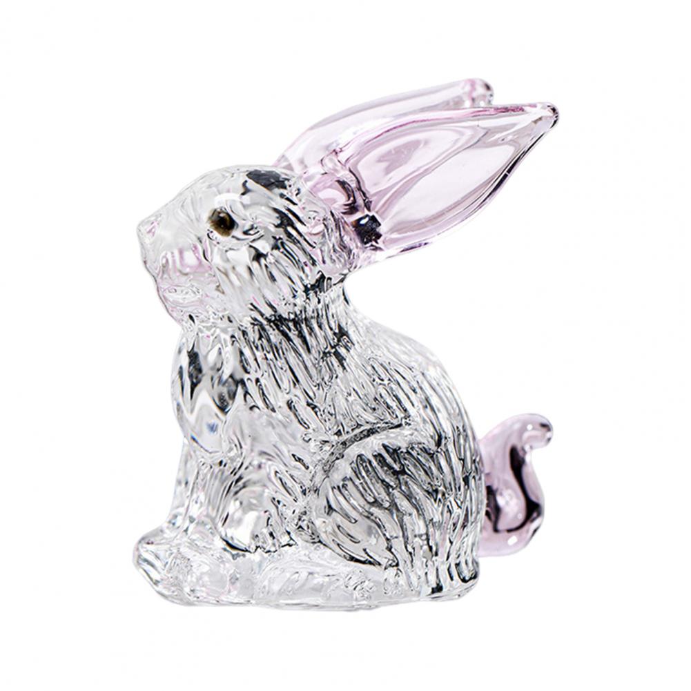 

Cute Rabbit Statue Desktop Rabbit Decoration Elegant Faux Rabbit Figurine Glass Art Sculpture for Home Office Decor розовый
