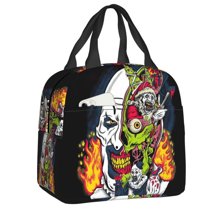 Custom Poster Of T-Terrifiers Halloween Resuable Lunch Boxes Women Leakproof Cooler Thermal Food Insulated Lunch Bag Office Work