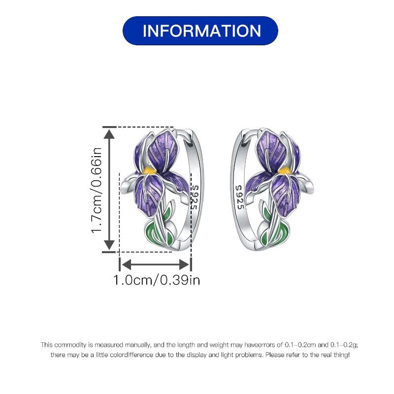 925er Sterlingsilber Blumen- und Pflanzen-Serie Lila Iris Ohrringe Exquisite Hochzeitsfeier Geschenke für Damen Schmuck Mode Geschenke