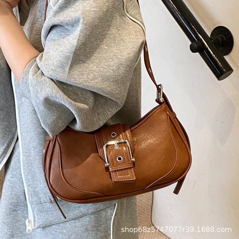 Textured underarm casual bag 2025 new fashion trend shoulder bag simple handbag retro solid color messenger bag