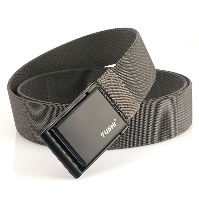 TUHSI Men s Nylon Canvas Belt All-match Working Jeans Casual Press-button 120cm темно-серого