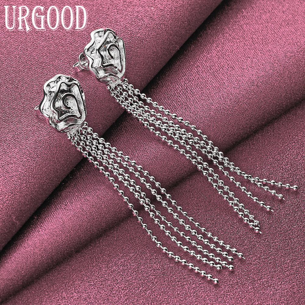 925 Sterling Silber Rosenperlenkette Ohrringe Hochzeitsschmuck