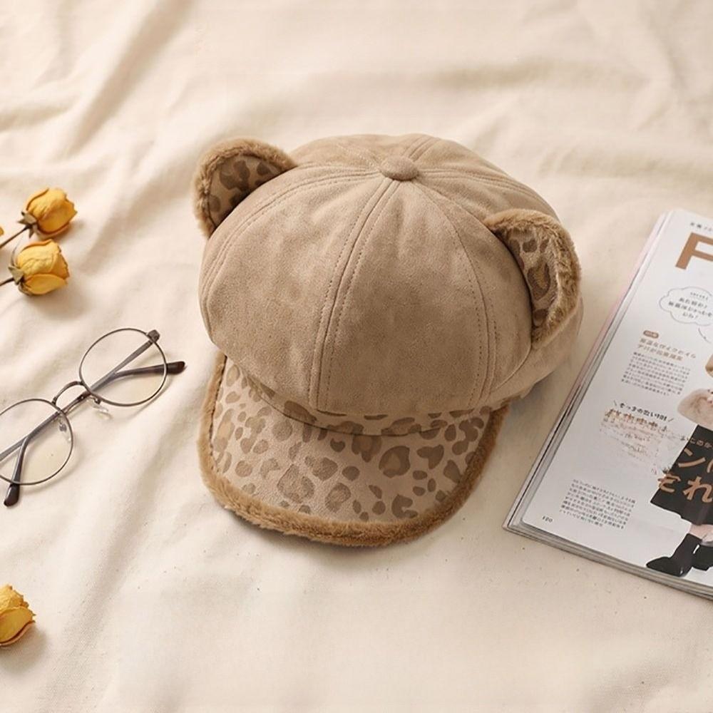 Thickened Cat Ears Berets for Women Plush Octagon Hat Fashion Newsboy Cap Autumn and winter