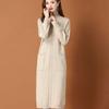 Autumn Winter Women's Half Turtleneck Knit Dress Slim Fit Solid Color Pullover Long Sweater Dress