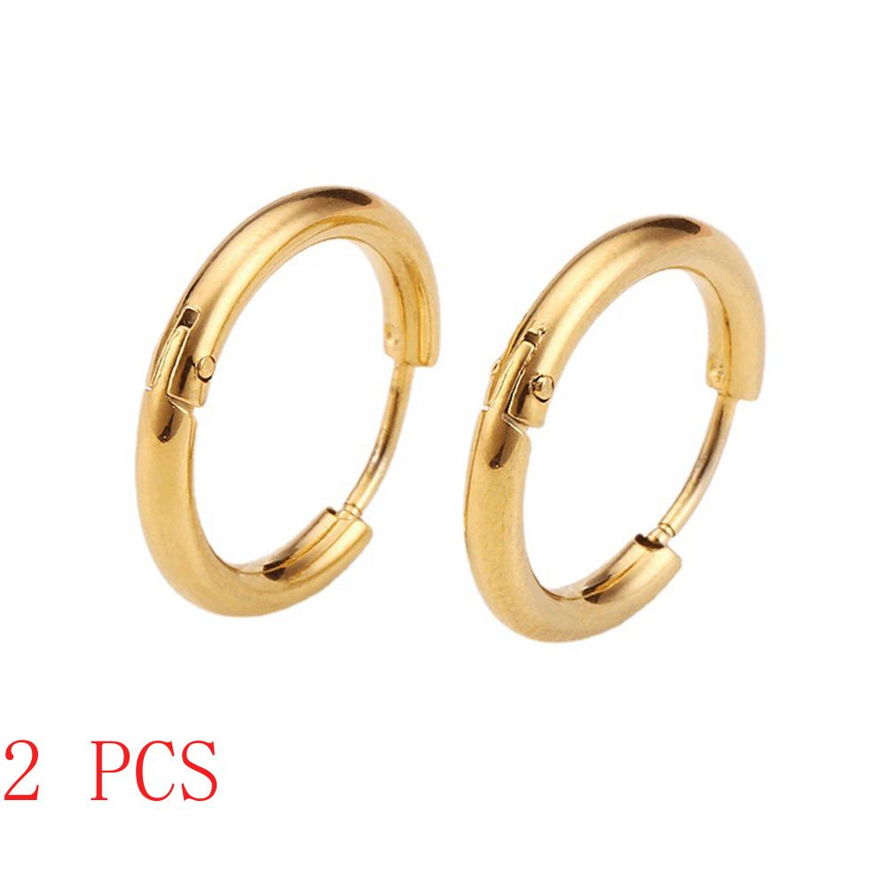 2 PCS Small Hoop Earrings Silver Color Stainles Steel Round Pendientes Anti-allergy for Women Men 2025 Fashion Jewelry Gifts