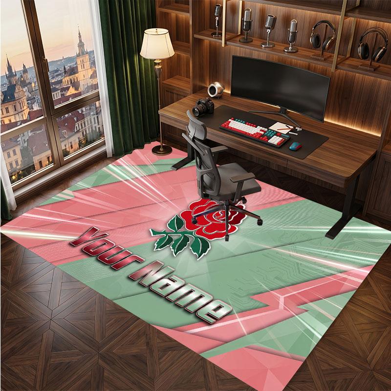 Tappeto in Velluto di Cristallo Personalizzato Rugby Inghilterra, Tappeto Morbido Antiscivolo con Testo Nome Personalizzato per Soggiorno Camera da Letto