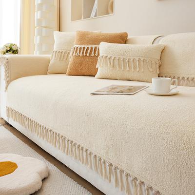 Cuscino per Divano in Peluche Invernale Antiscivolo Cuscino Stile Crema Autunno e Inverno Universale Copridivano di Alta Qualità Cuscino per Divano con Nappe