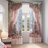 2 Pcs Pink artificial gauze print curtains,suitable for bedroom,living room kitchen decoration,home decoration,window decoration