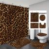 Bathroom Four-Piece Leopard 3D Digital Printing Shower Curtain Set Non-Slip Floor Mat