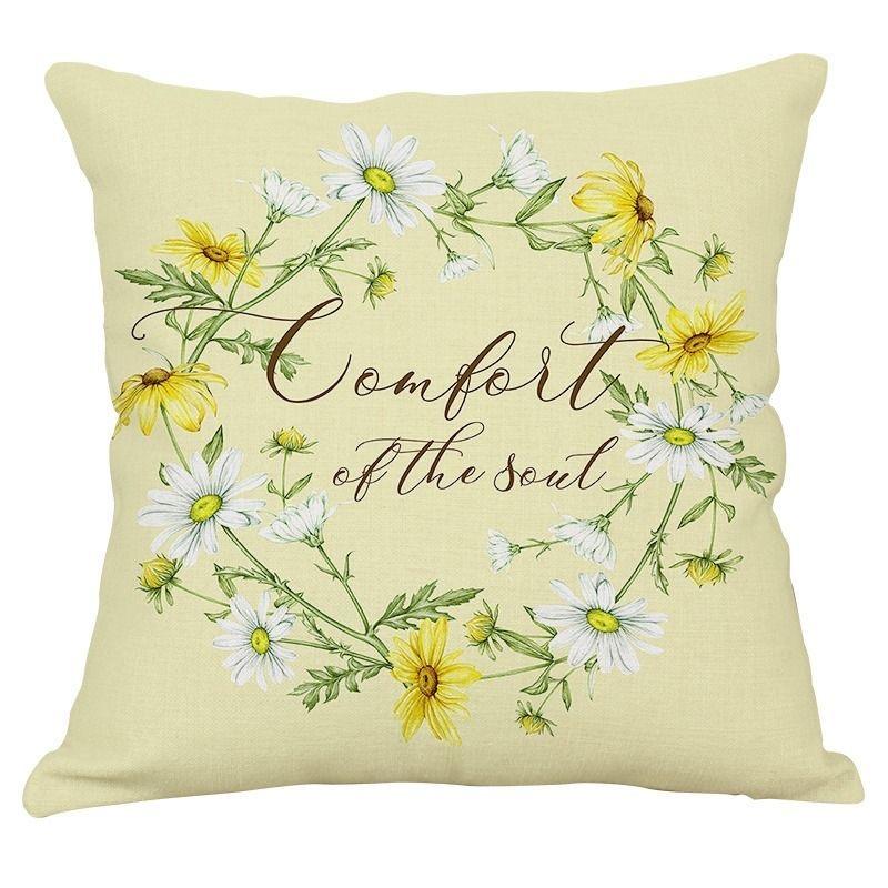 Fresh Plant Flower Pattern Pillow Cover Sofa Living Room Cushion Cover Car Homestay Waist Pillow Pillow Pillowcase